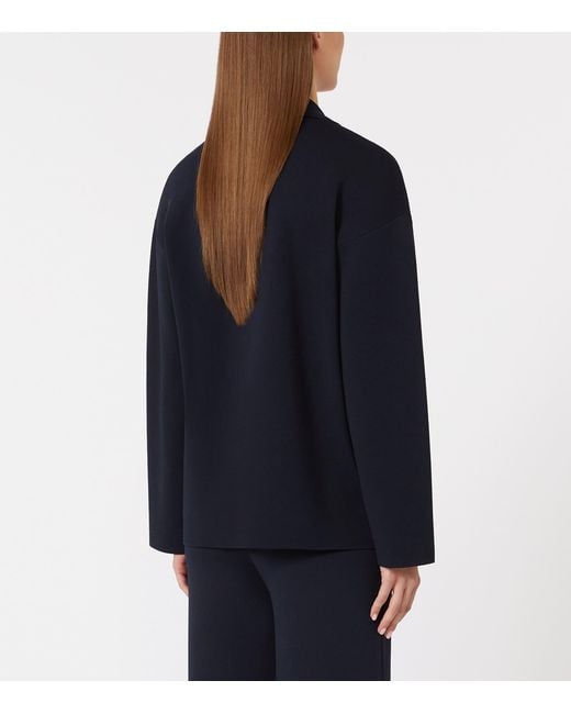 Max Mara Blue Knit Double-Breasted Blazer