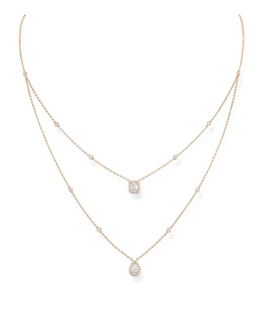 Messika White My Twin And Diamond Layered Necklace
