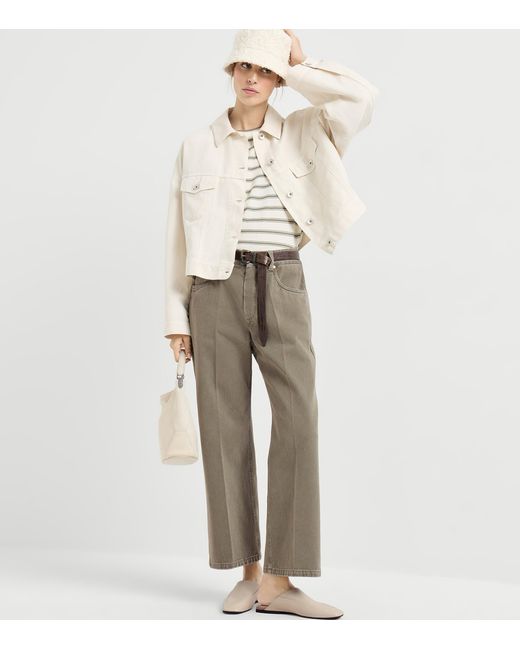 Brunello Cucinelli Gray Cotton Denim Garment-Dyed Trousers