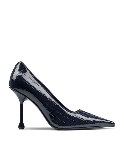 Jimmy Choo Blue Ixia 95 Croc-Embossed Leather Pumps