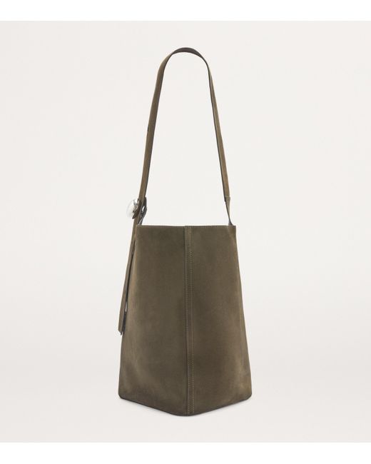 Loewe Green Large Suede Pebble Bucket Bag for men