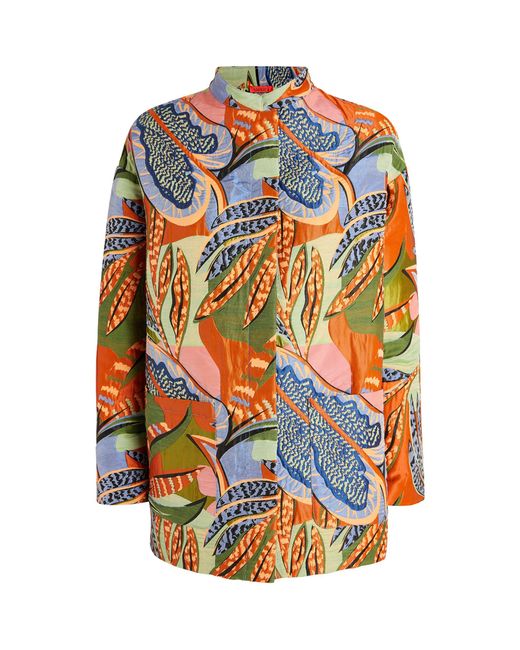 MAX&Co. Blue Quilted Tropical Print Jacket