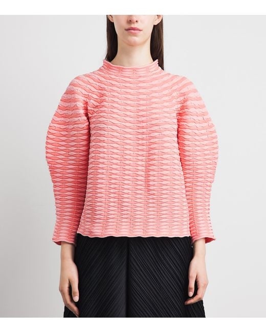 Pleats Please Issey Miyake Pink Colourful Mushroom Knit Top