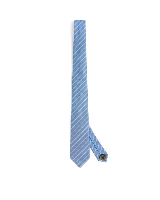 Emporio Armani Blue Silk Woven Double Stripe Tie for men