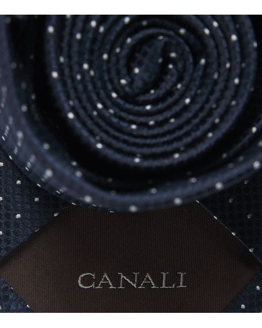 Canali Blue Silk Polka Dot Tie for men