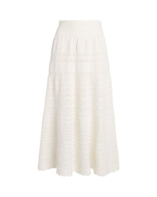 Molli White Cotton Crochet Midi Skirt