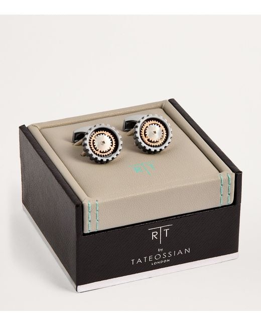 Tateossian Metallic Rotare Gear Cufflinks for men