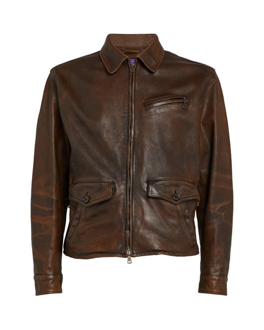 Ralph Lauren Purple Label Brown Leather Jacket for men