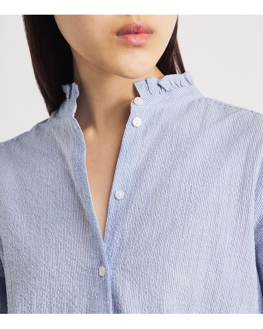ME+EM Blue Seersucker Stripe Blouse