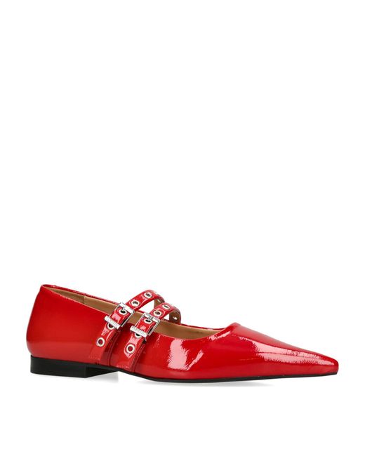 Ganni Red Eyelets Ballerina