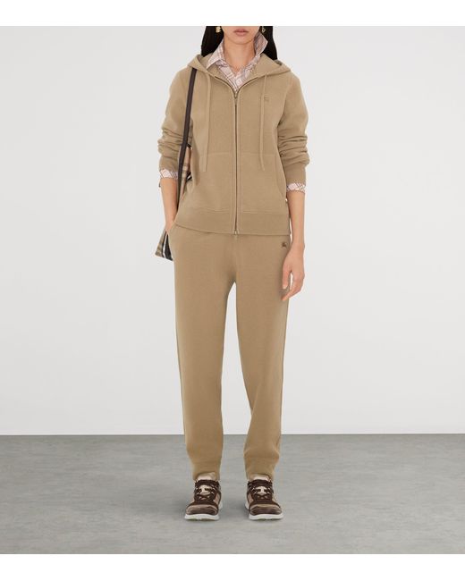Burberry Natural Cashmere-Blend Zip-Up Hoodie