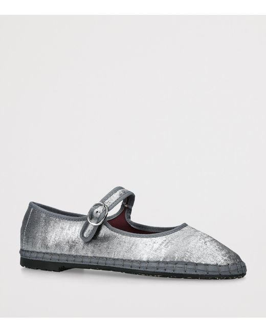 Flabelus White Lavinia Mary Jane Flats