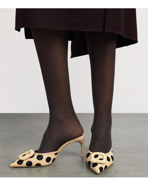 Malone Souliers Metallic Raffia Polka-Dot Mona Mules 70