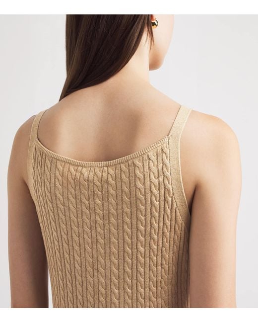 Soft Goat Natural Silk-Cashmere Cable-Knit Midi Dress