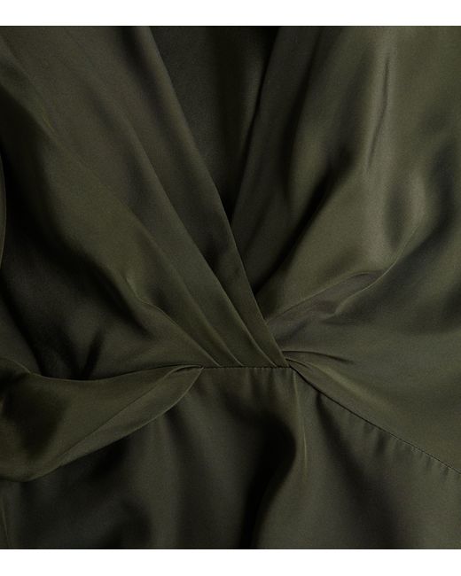 GAUGE81 Green Silk Plunge-neck Nabi Bodysuit