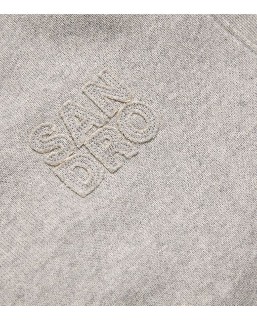 Sandro Gray Cropped V-Neck Sweatshirt