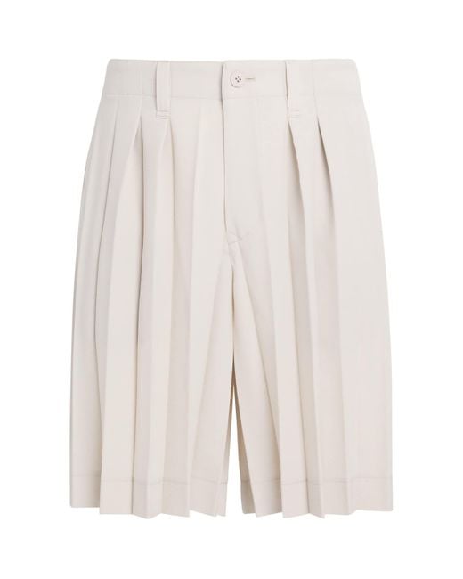 Homme Plissé Issey Miyake White Pleated Edge Ensemble Shorts for men