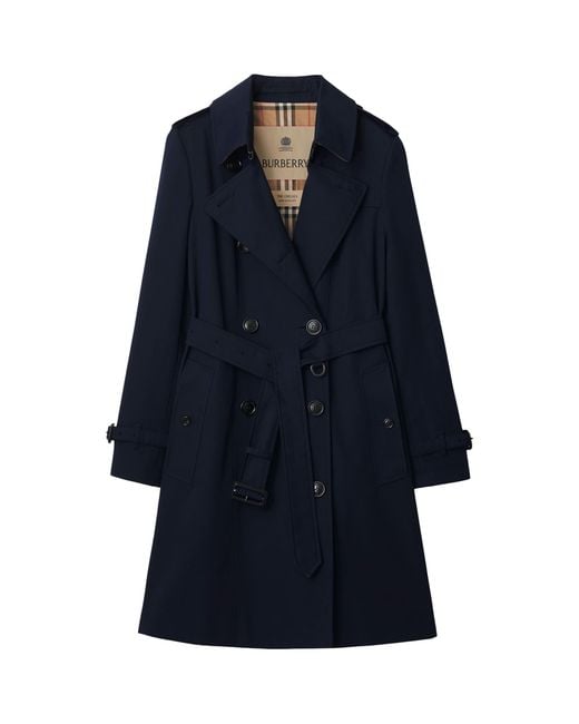 Burberry Blue Gabardine Chelsea Heritage Trench Coat