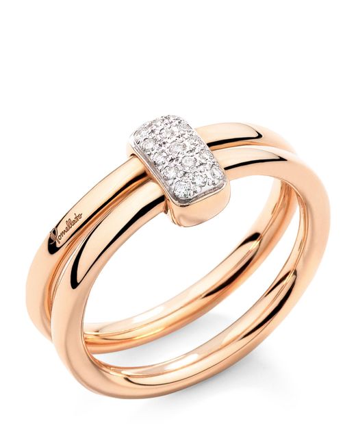 Pomellato Metallic Rose Gold And Diamond Together Ring