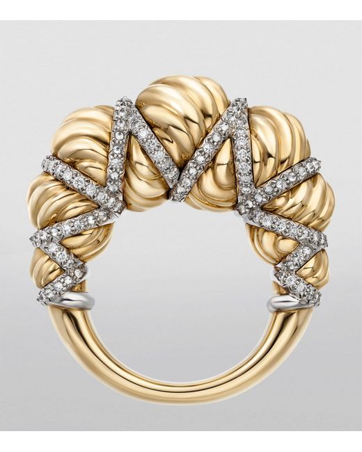 Cartier Metallic Yellow Gold And Diamond Libre Tressage Ring