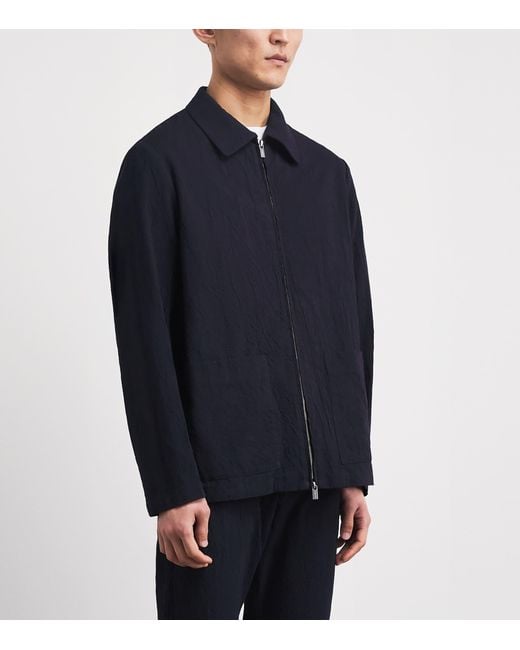 Barena Blue Cotton-Blend Crinkle Overshirt for men