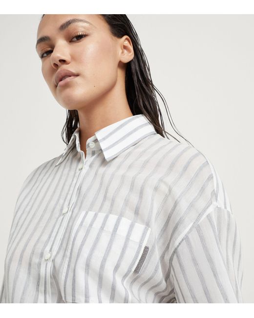 Brunello Cucinelli White Striped Shirt