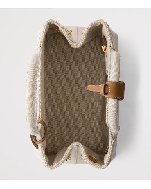 Prada Natural Small Canvas Jardinière Top-Handle Bag