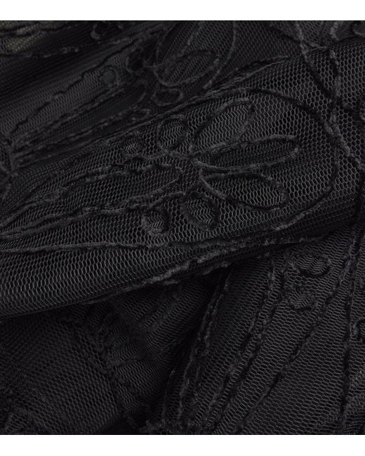 Maje Black Embroidered Flared Maxi Skirt