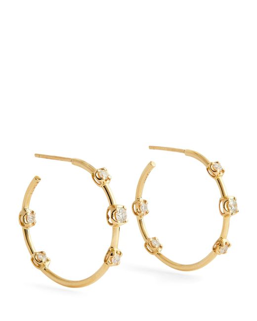 Jacquie Aiche Metallic Yellow Gold And Diamond Sophia Hoop Earrings