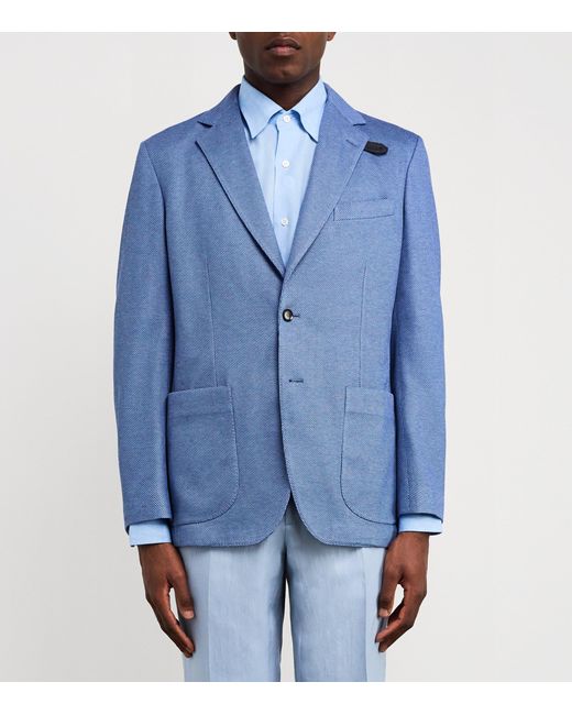 Brioni Blue Silk-Cotton Blazer for men