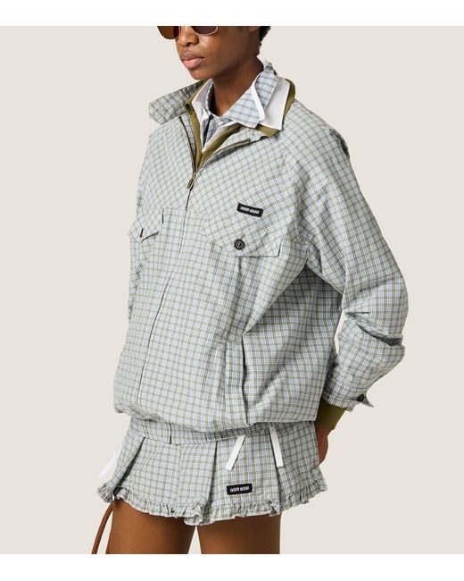 Miu Miu Gray Technical Check Print Blouson Jacket