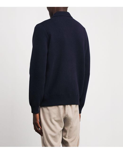 Lardini Blue Wool-Blend Zip-Up Overshirt for men