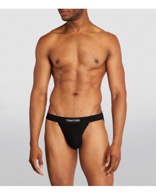 Tom Ford Black Logo Jock Strap for men