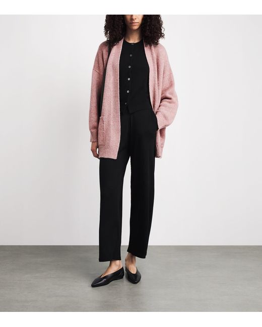 Johnstons Pink Cashmere-Cotton Slouch Cardigan