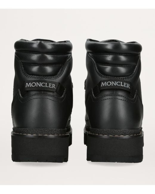 Moncler Black Leather Peka Trek Hiking Boots for men