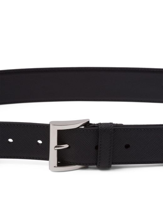 Prada Black Logo-embellished Leather Belt for men
