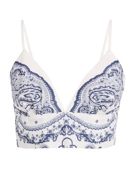 Sandro Blue Bandana Print Crop Top