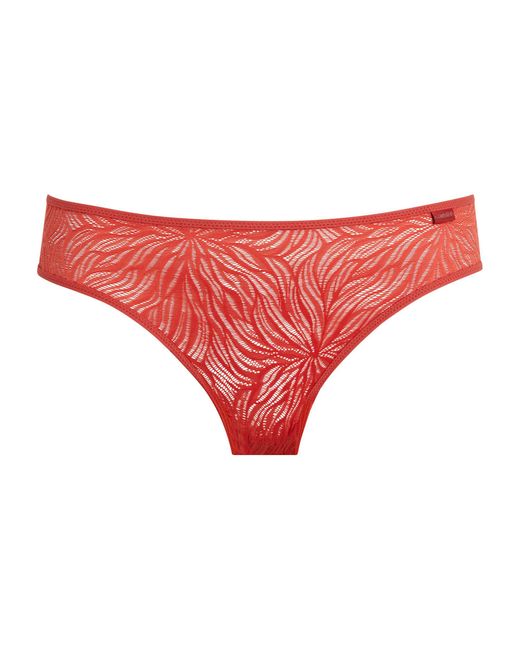 Calvin Klein Red Lack Sheer Bikini Briefs