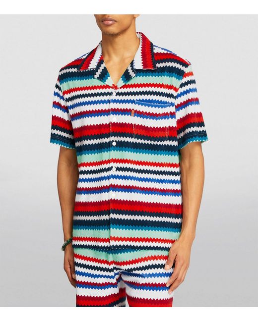 Missoni Blue Zigzag-print Terrycloth Shirt for men