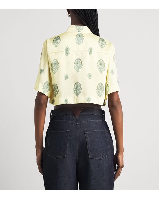 Sandro Metallic Paisley Tie-Detail Crop Top
