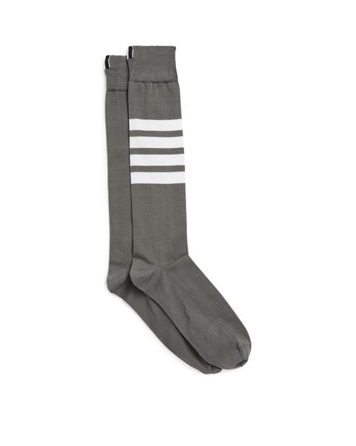 Thom Browne Gray Cotton-Blend 4-Bar Over-The-Calf Socks for men
