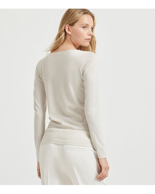 Brunello Cucinelli White Cashmere-Silk-Blend Sweater