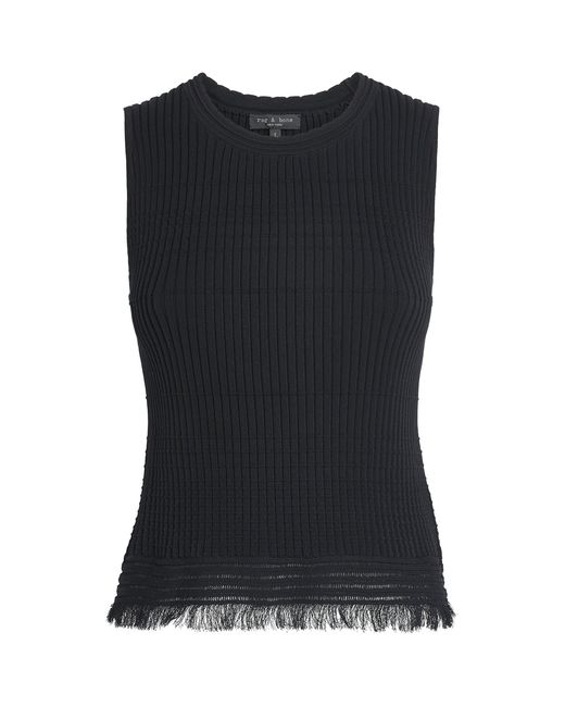 Rag & Bone Black Distressed Ayan Tank Top