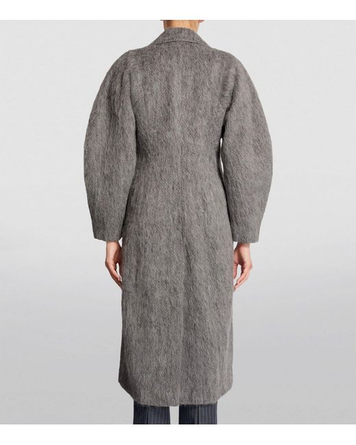 Ganni Gray Fluffy Pea Coat