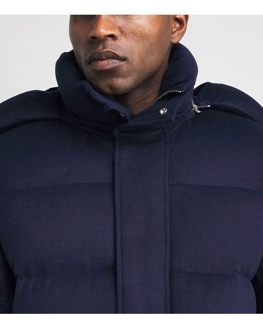 Alan Scott Blue Cashmere-Blend Quilted Down Coat for men