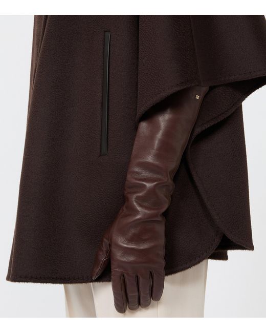 Max Mara Brown Lambskin Long Gloves