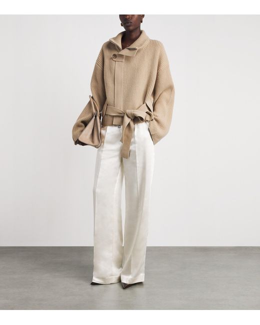 Brandon Maxwell Natural Cashmere Belted Neal Jacket