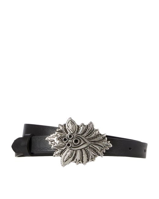 The Kooples Brown Leather Flower-buckle Belt