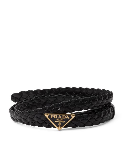 Prada Black Nappa Leather Braided Belt