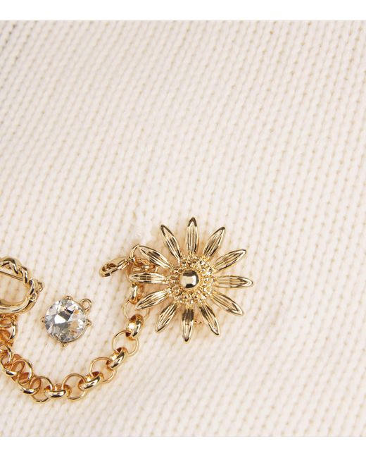 Maje White Wool-Cashmere Brooch Sweater